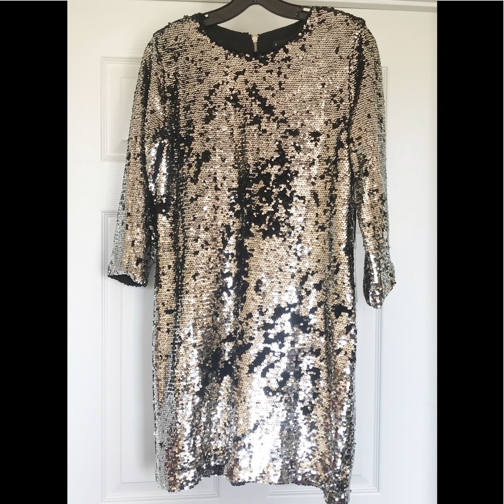 NWT Size Small Lulu’s Silver & Black Sequin Sheath Dress